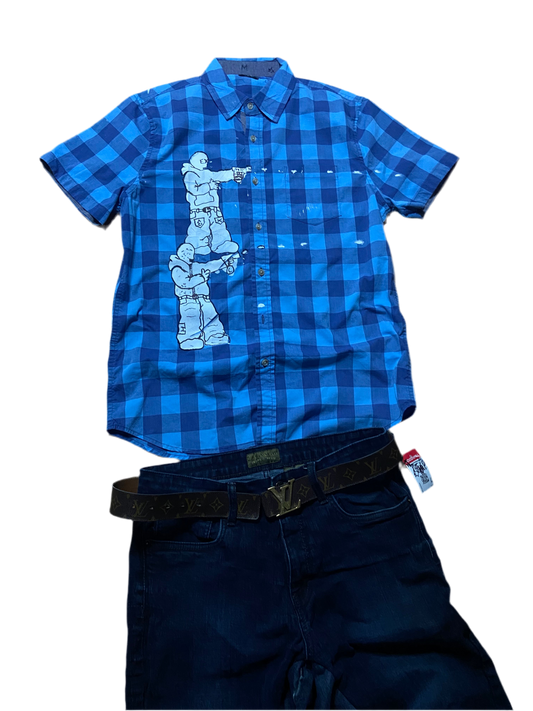 “Smoke” blue flannel